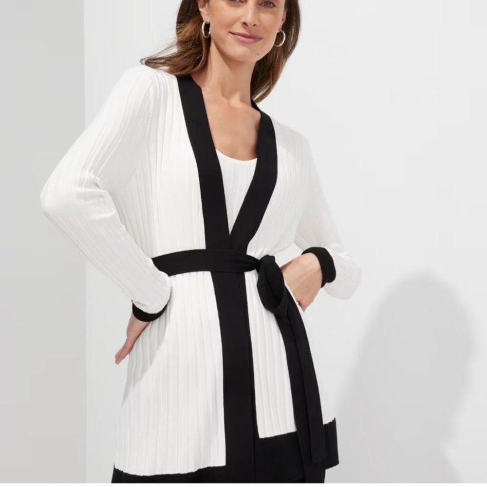 WHBM belted wide rib cardigan sweater Read all